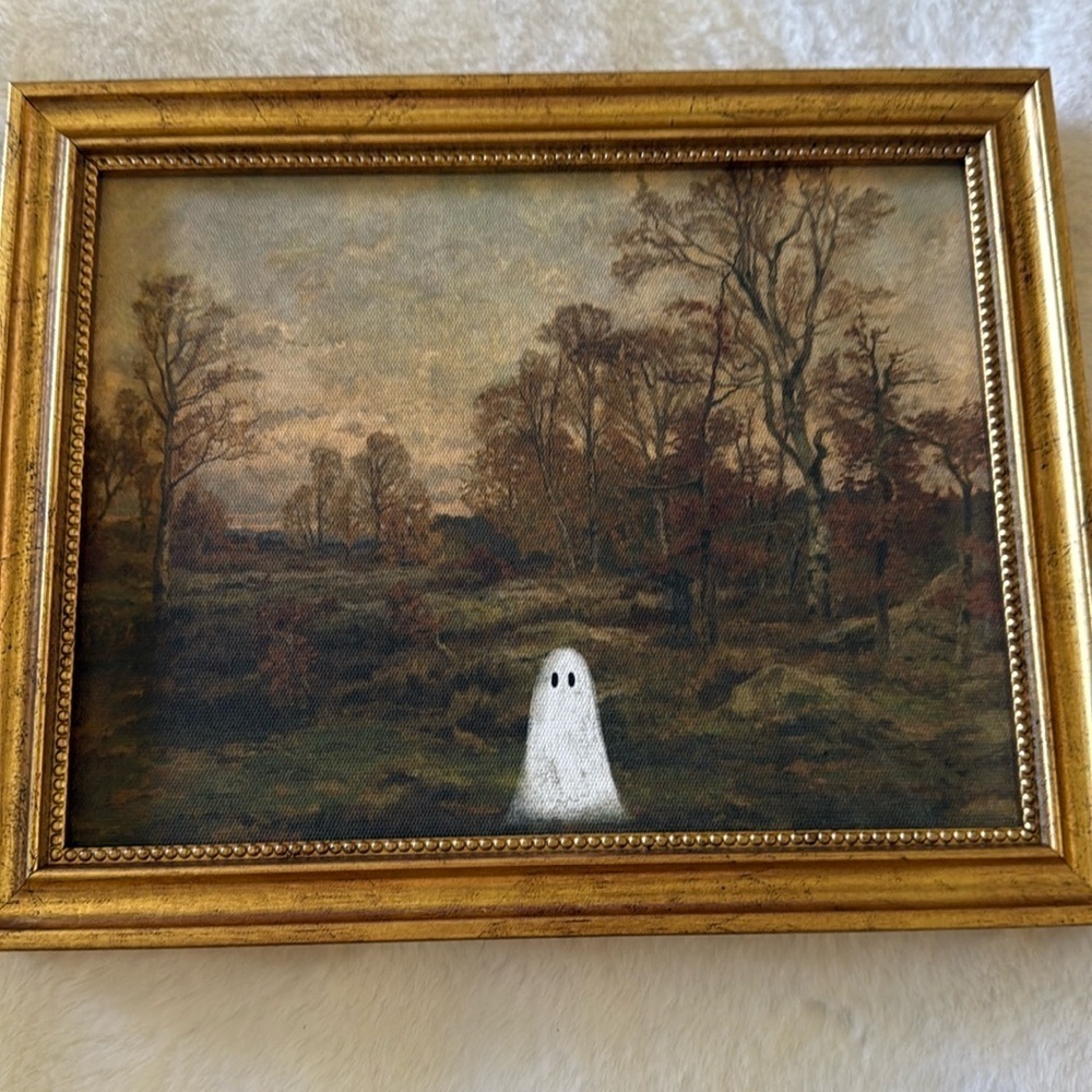 👻Spooky Ghost in the Haunted Woods Forest Framed Halloween Art – 10x8👻